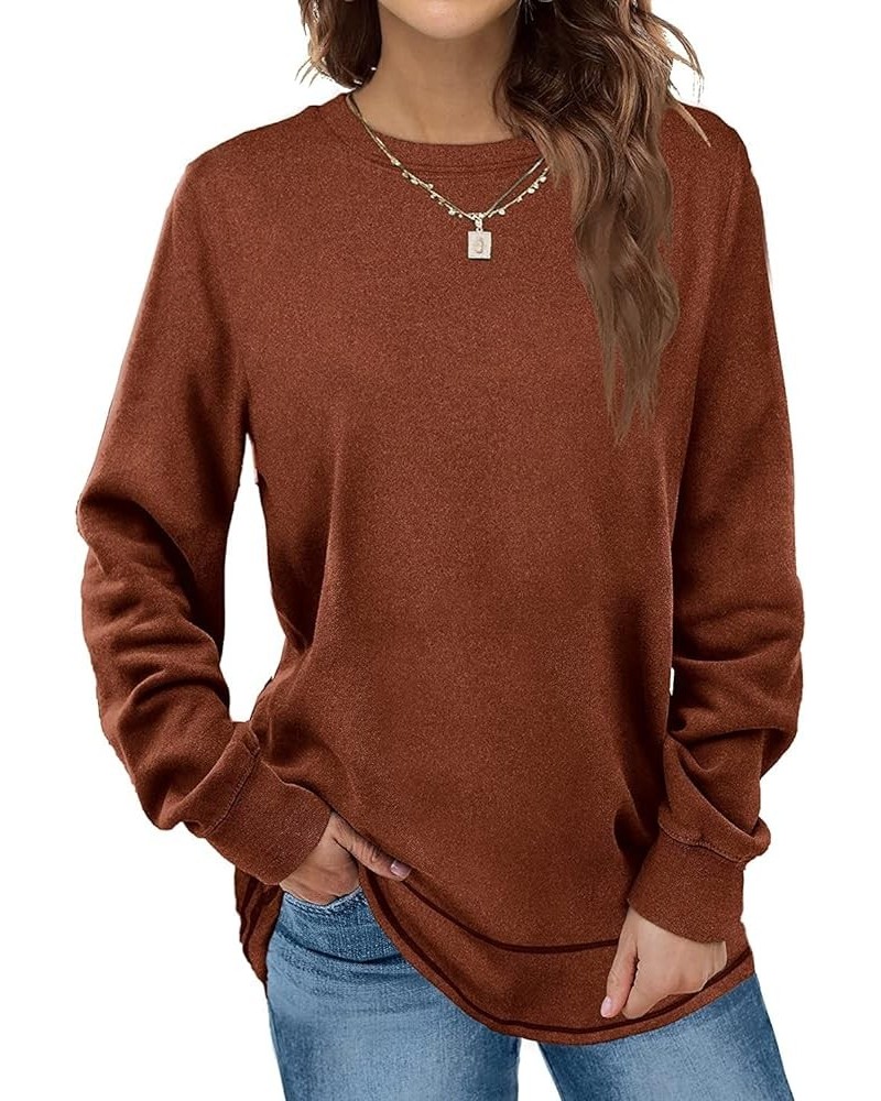 Oversized Sweatshirts for Women Long Sweaters Crewneck Winter Caramel $10.15 Hoodies & Sweatshirts