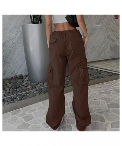 High Waist Baggy Cargo Jeans for Women Flap Pocket Relaxed Fit Straight Wide Leg Y2K Fashion Jeans Bb Brown $13.20 Jeans