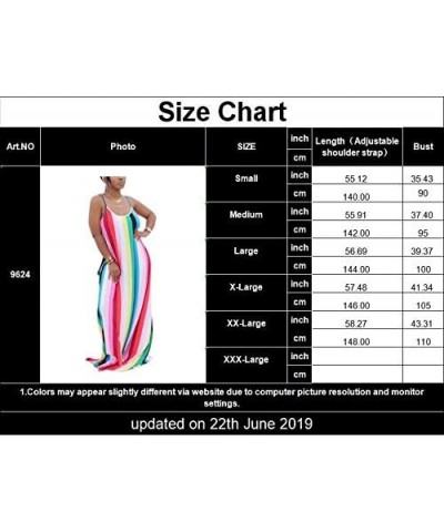 Women's Casual Maxi Dresses Summer Sexy Stripe Bodycon Long Floor Length Sleeveless Colorful Sundresses Plus Size Colourful96...