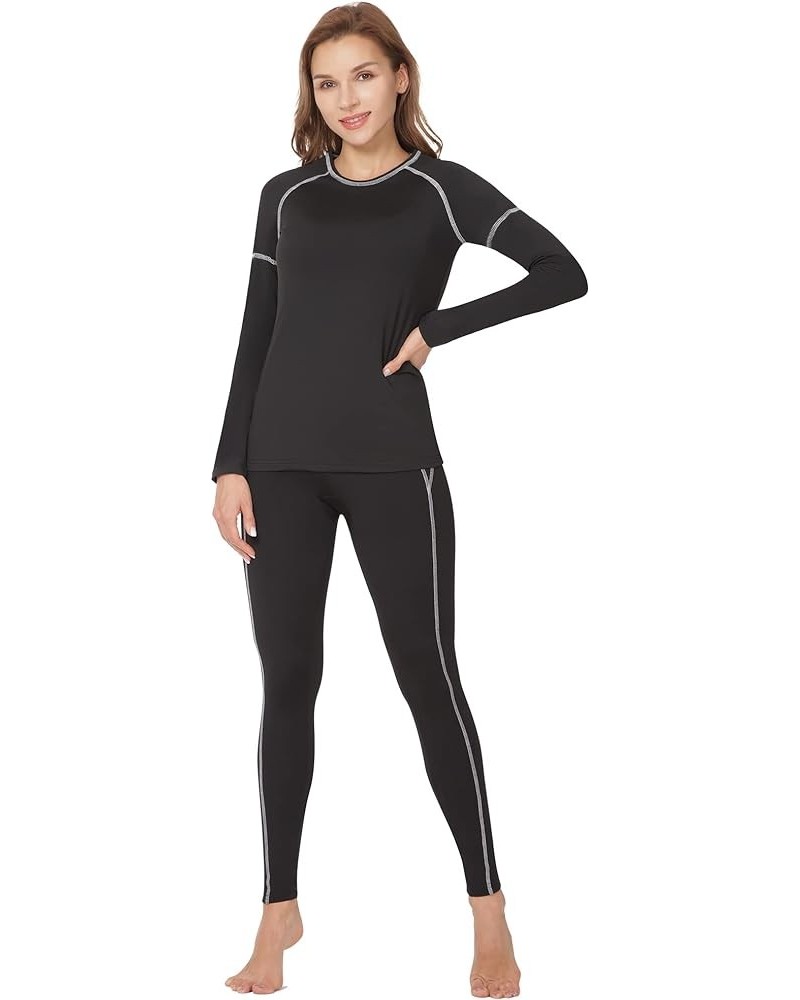 Thermal Underwear for Women Long Johns Top & Bottom Fleece Lined Base Layer Leggings Set… Black and White $13.79 Underwear