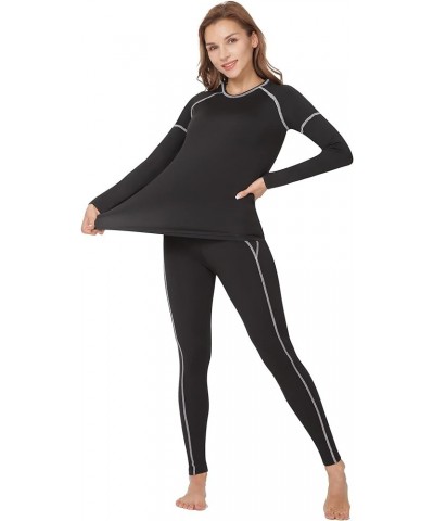 Thermal Underwear for Women Long Johns Top & Bottom Fleece Lined Base Layer Leggings Set… Black and White $13.79 Underwear