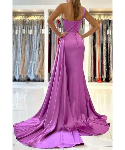 Womens Mermaid One Shoulder Prom Dresses Satin Sequin Formal Evening Gowns Champange $36.75 Dresses