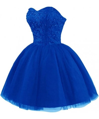 Tulle Homecoming Dresses Short Cocktail Dresses Formal Prom Party Gowns for Juniors Lace Appliques Royal Blue $37.00 Dresses