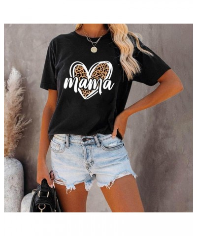 Womens Madre Leopard Print T-Shirts Short Sleeve Mama Shirts Cheetah Mom Graphic Tees Tops Black 1 $12.53 T-Shirts