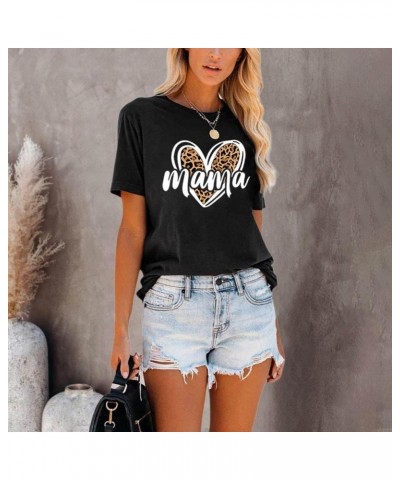 Womens Madre Leopard Print T-Shirts Short Sleeve Mama Shirts Cheetah Mom Graphic Tees Tops Black 1 $12.53 T-Shirts