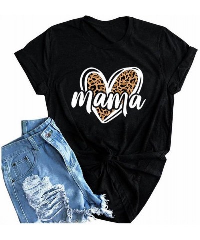 Womens Madre Leopard Print T-Shirts Short Sleeve Mama Shirts Cheetah Mom Graphic Tees Tops Black 1 $12.53 T-Shirts