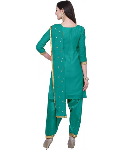 Indian Traditional Bandhani or Phulkari Mirror Work Salwar Suit for Women Rama Green27 $30.59 Suits