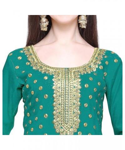 Indian Traditional Bandhani or Phulkari Mirror Work Salwar Suit for Women Rama Green27 $30.59 Suits