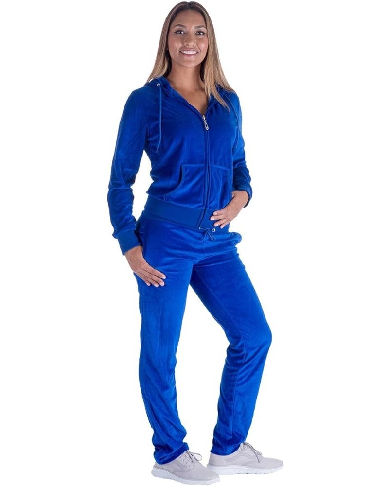 Velour Tracksuit Womens 2 Pieces Joggers Outfits Jogging Sweatsuits Set Soft Sports Sweat Suits Pants Royal $24.83 Activewear