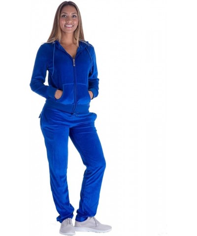 Velour Tracksuit Womens 2 Pieces Joggers Outfits Jogging Sweatsuits Set Soft Sports Sweat Suits Pants Royal $24.83 Activewear