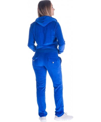 Velour Tracksuit Womens 2 Pieces Joggers Outfits Jogging Sweatsuits Set Soft Sports Sweat Suits Pants Royal $24.83 Activewear