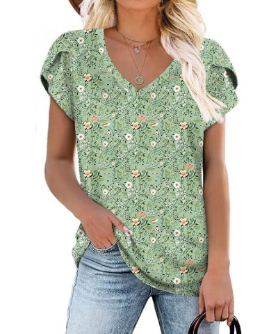 2024 Womens Summer Tunics Tops Short Sleeve Casual T-Shirts V Neck Loose Comfy Tee Lightweight Cute Blouse Green Flowers $11....