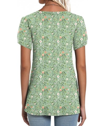 2024 Womens Summer Tunics Tops Short Sleeve Casual T-Shirts V Neck Loose Comfy Tee Lightweight Cute Blouse Green Flowers $11....