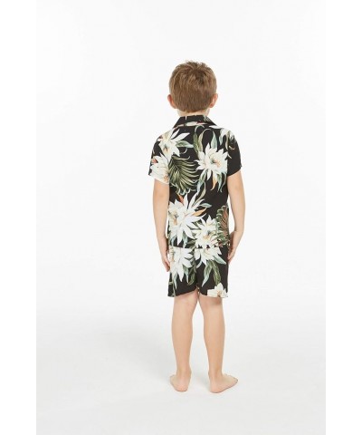 Matchable Family Hawaiian Luau Men Women Girl Boy Clothes in Wispy Cereus Black Big Boy Boy Short Sleeve $7.41 Tops