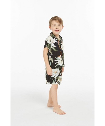 Matchable Family Hawaiian Luau Men Women Girl Boy Clothes in Wispy Cereus Black Big Boy Boy Short Sleeve $7.41 Tops