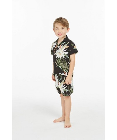 Matchable Family Hawaiian Luau Men Women Girl Boy Clothes in Wispy Cereus Black Big Boy Boy Short Sleeve $7.41 Tops