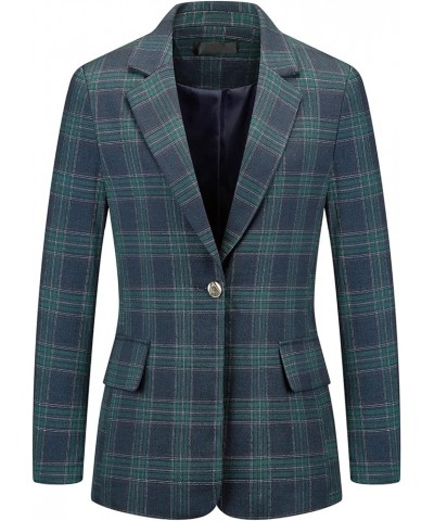 Womens Plaid Business Blazer Office Elegant Slim Fit Long Sleeve Blazer Jacket Green Plaid $18.92 Blazers