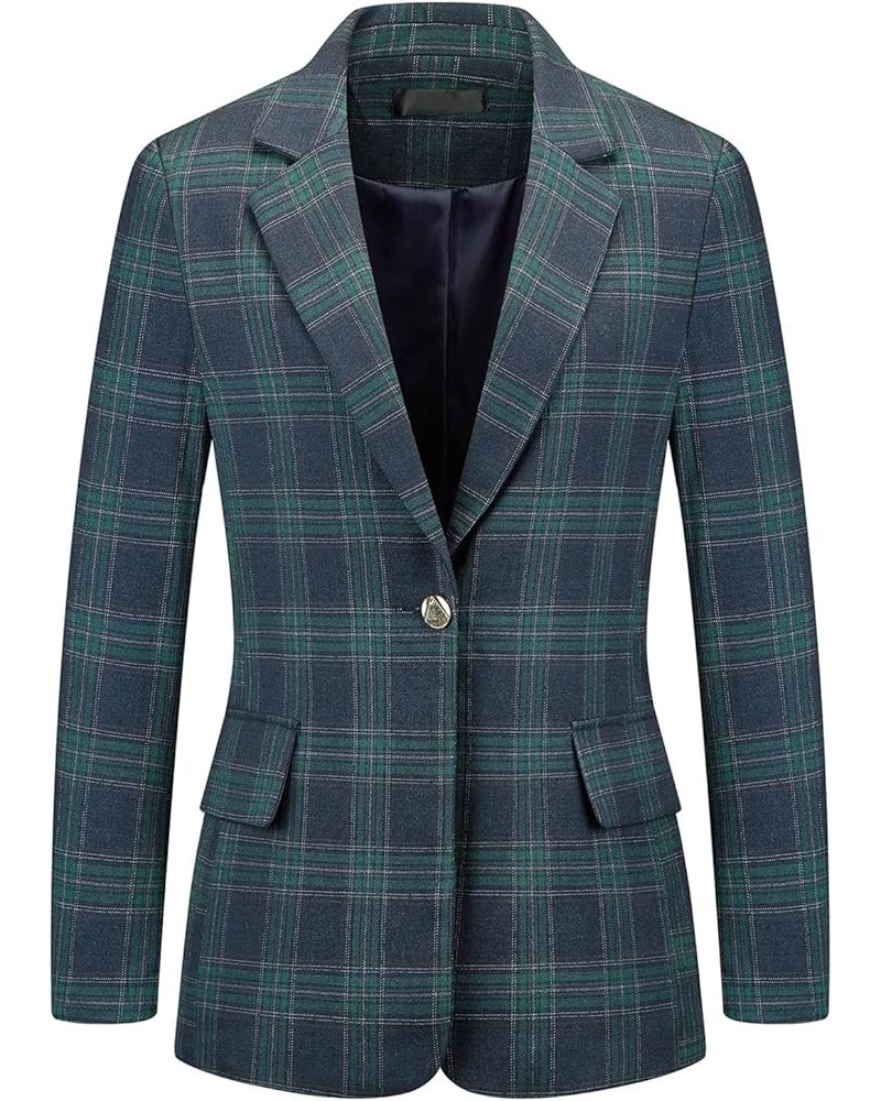 Womens Plaid Business Blazer Office Elegant Slim Fit Long Sleeve Blazer Jacket Green Plaid $18.92 Blazers