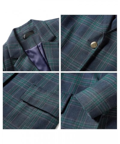 Womens Plaid Business Blazer Office Elegant Slim Fit Long Sleeve Blazer Jacket Green Plaid $18.92 Blazers