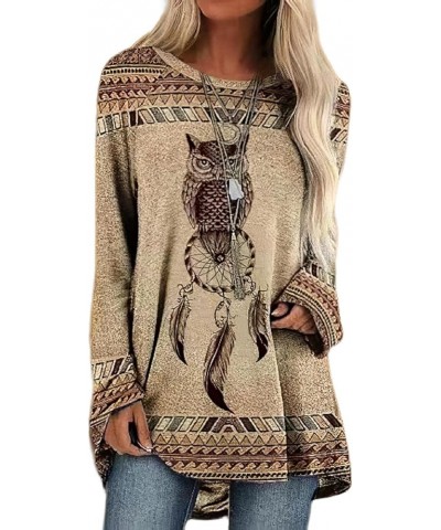 Western Sweatshirts for Women Native American Aztec Print Pullover Long Sleeve Crewneck Crewneck Sweatshirt Owl 2 $18.59 Hood...