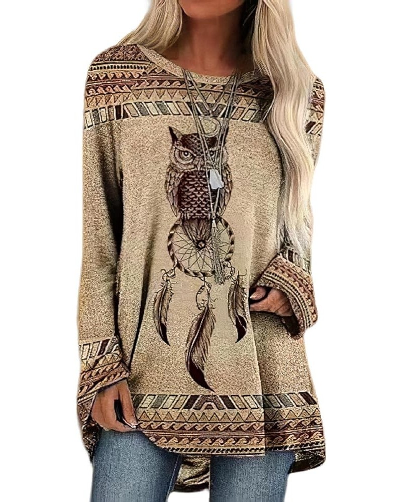 Western Sweatshirts for Women Native American Aztec Print Pullover Long Sleeve Crewneck Crewneck Sweatshirt Owl 2 $18.59 Hood...