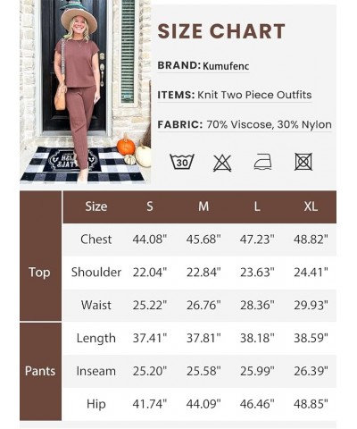 Women's Knit 2 Piece Outfits Sleeveless Pullover Sweater Vest Tops Elastic Waisted Pants Loungwear Set Coffee $20.39 Activewear