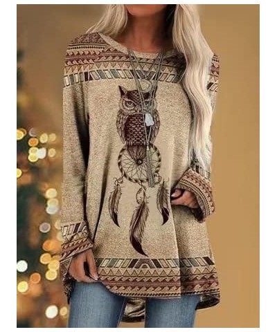 Western Sweatshirts for Women Native American Aztec Print Pullover Long Sleeve Crewneck Crewneck Sweatshirt Owl 2 $18.59 Hood...