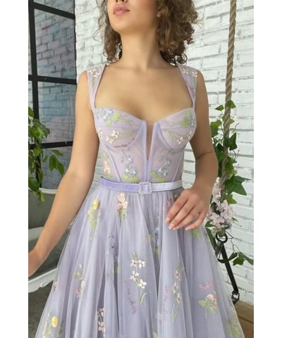 Flower Embroidered Tulle Prom Dresses Corset Tea Length Sweetheart Neck Formal Evening Party Gown 01-pink $42.92 Dresses