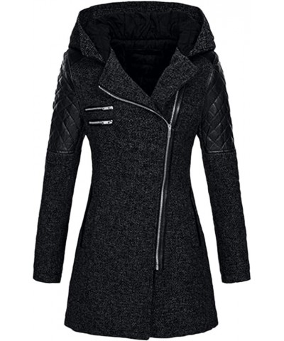 Winter Coats for Women Windbreaker Slim Jacket Overcoat Thick Warm Hooded Outwear Coat Zipper Up Jacket Black $26.39 Jackets