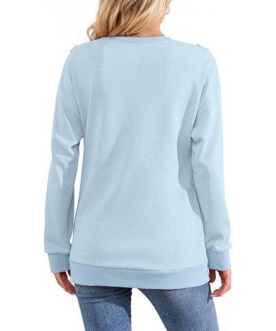 Women Crewneck Sweatshirt Long Sleeve Pullover Sweatshirts Trendy Cold Shoulder Tunic Tops with Pockets Sky Blue $7.94 Hoodie...