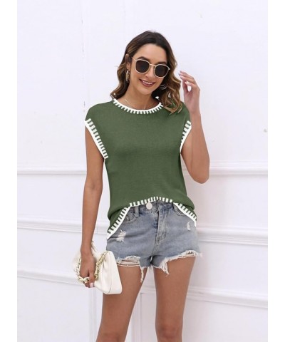 Womens Cap Sleeve Sweater Vest Summer Tops Sleeveless Tank Tops 2024 Trendy Spring Clothes Striped Short Sleeve Shirts Line G...