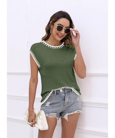 Womens Cap Sleeve Sweater Vest Summer Tops Sleeveless Tank Tops 2024 Trendy Spring Clothes Striped Short Sleeve Shirts Line G...