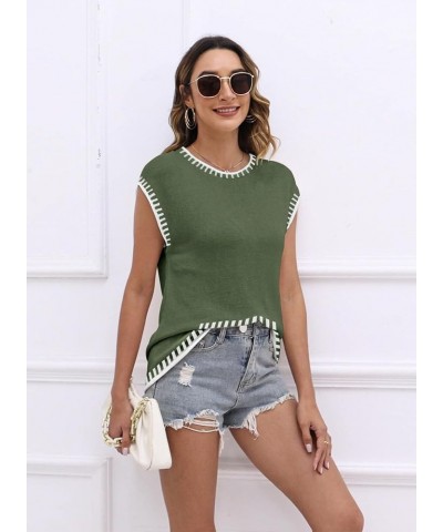 Womens Cap Sleeve Sweater Vest Summer Tops Sleeveless Tank Tops 2024 Trendy Spring Clothes Striped Short Sleeve Shirts Line G...