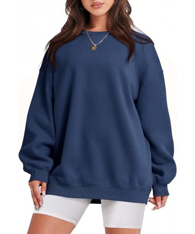 Oversized Sweatshirt for Women Fleece Long Sleeve Crewneck Casual Pullover Top Fall 2023 Trendy Clothes Navy Blue $20.79 Hood...