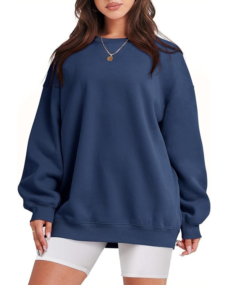 Oversized Sweatshirt for Women Fleece Long Sleeve Crewneck Casual Pullover Top Fall 2023 Trendy Clothes Navy Blue $20.79 Hood...