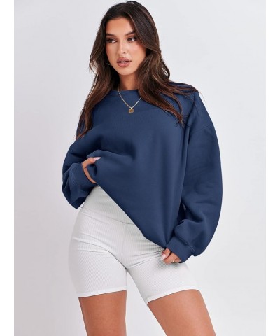 Oversized Sweatshirt for Women Fleece Long Sleeve Crewneck Casual Pullover Top Fall 2023 Trendy Clothes Navy Blue $20.79 Hood...