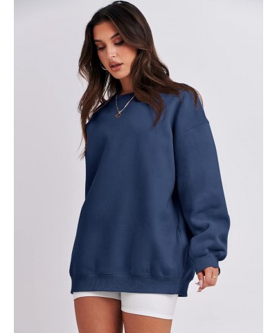 Oversized Sweatshirt for Women Fleece Long Sleeve Crewneck Casual Pullover Top Fall 2023 Trendy Clothes Navy Blue $20.79 Hood...