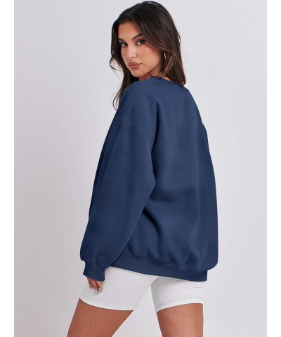 Oversized Sweatshirt for Women Fleece Long Sleeve Crewneck Casual Pullover Top Fall 2023 Trendy Clothes Navy Blue $20.79 Hood...