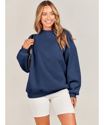 Oversized Sweatshirt for Women Fleece Long Sleeve Crewneck Casual Pullover Top Fall 2023 Trendy Clothes Navy Blue $20.79 Hood...