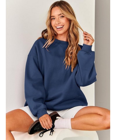 Oversized Sweatshirt for Women Fleece Long Sleeve Crewneck Casual Pullover Top Fall 2023 Trendy Clothes Navy Blue $20.79 Hood...