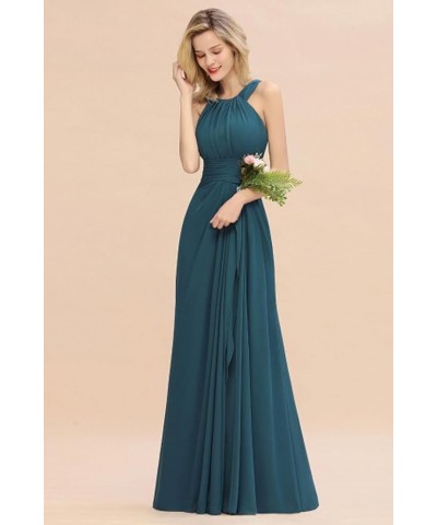 Women's Elegant Bridesmaid Dresses Round Neck Sleeveless with Ruffles Dress Prom Party Evening Sky Blue $27.53 Dresses