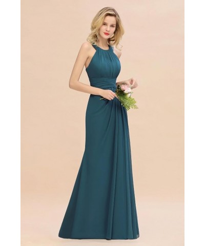 Women's Elegant Bridesmaid Dresses Round Neck Sleeveless with Ruffles Dress Prom Party Evening Sky Blue $27.53 Dresses