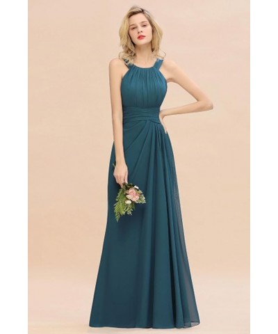 Women's Elegant Bridesmaid Dresses Round Neck Sleeveless with Ruffles Dress Prom Party Evening Sky Blue $27.53 Dresses