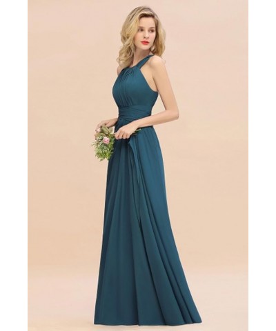 Women's Elegant Bridesmaid Dresses Round Neck Sleeveless with Ruffles Dress Prom Party Evening Sky Blue $27.53 Dresses