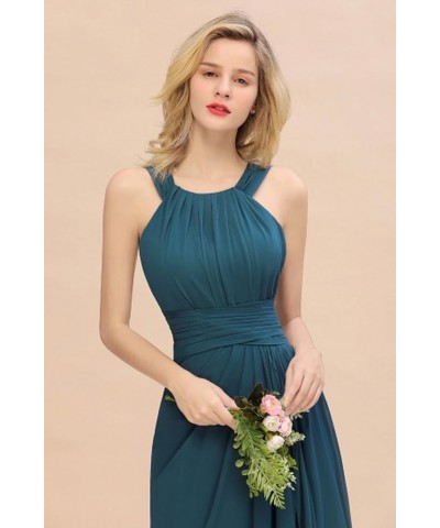 Women's Elegant Bridesmaid Dresses Round Neck Sleeveless with Ruffles Dress Prom Party Evening Sky Blue $27.53 Dresses