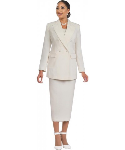 Women Two-Piece Skirt Suit Set | Work Skirt with Double Breasted Button Jacket and Gloves | Usher Suit by Ben Marc | BM2298 I...