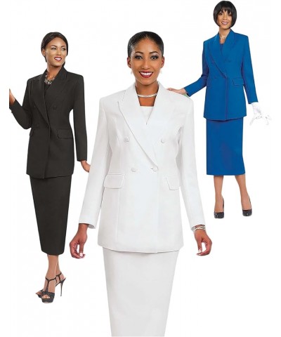 Women Two-Piece Skirt Suit Set | Work Skirt with Double Breasted Button Jacket and Gloves | Usher Suit by Ben Marc | BM2298 I...