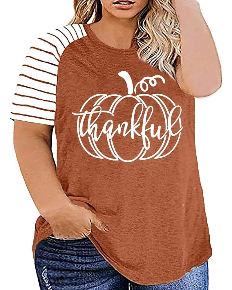 Plus Size Halloween Pumpkin T-Shirt Women Vintage Floral Pumpkin Graphic Tees Casual Short Sleeve Fall Tops Shirts Orange 5 $...