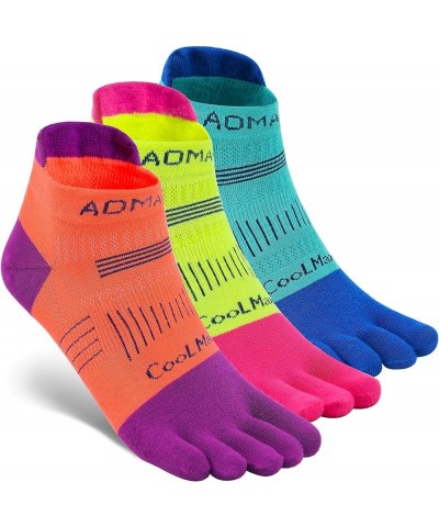 Toe Socks for Men and Women Athletic Running Coolmax Five Finger Ankle/Quarter Socks Breathable Lightweight, 3 Pairs E5001 Tu...