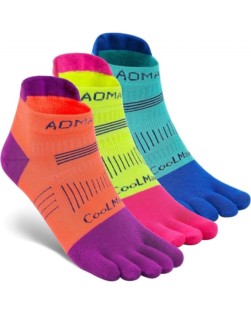 Toe Socks for Men and Women Athletic Running Coolmax Five Finger Ankle/Quarter Socks Breathable Lightweight, 3 Pairs E5001 Tu...